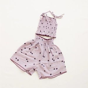 smocked crop blouse and pants- tulips2/3 years old from fin & vince